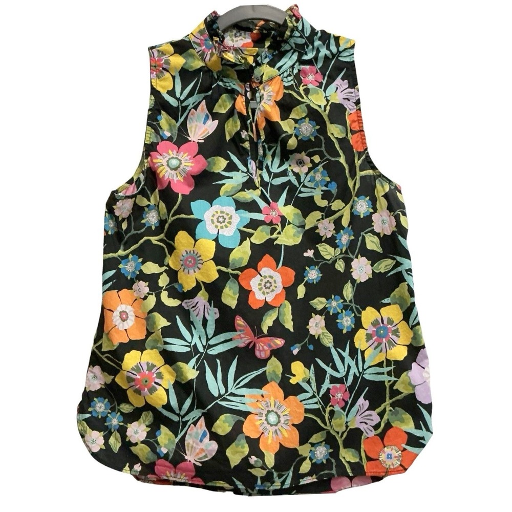 J.Crew Liberty Fabric‎ Ruffle Sleeveless Pavilion Butterfly Floral Print 2 XS